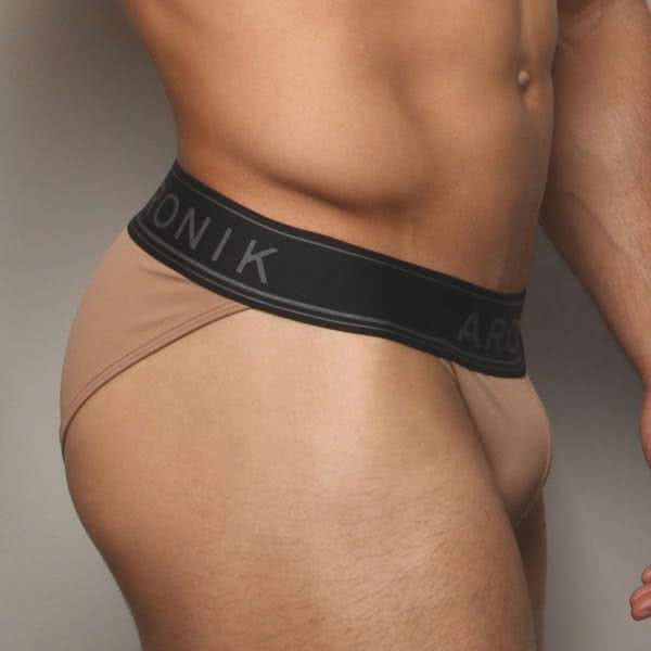 กางเกงใน ARONIK New Ribbed Jockini Camel Micro สีแทน