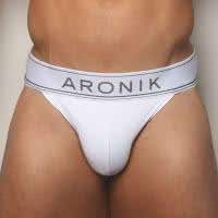 กางเกงใน ARONIK New Ribbed Jockini Blanco Micro สีขาว