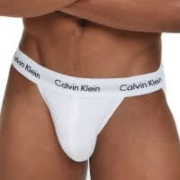 จ็อกสแตรป Calvin Klein Cotton Stretch Deconstructed Thong Hybrid Jockstrap สีขาว