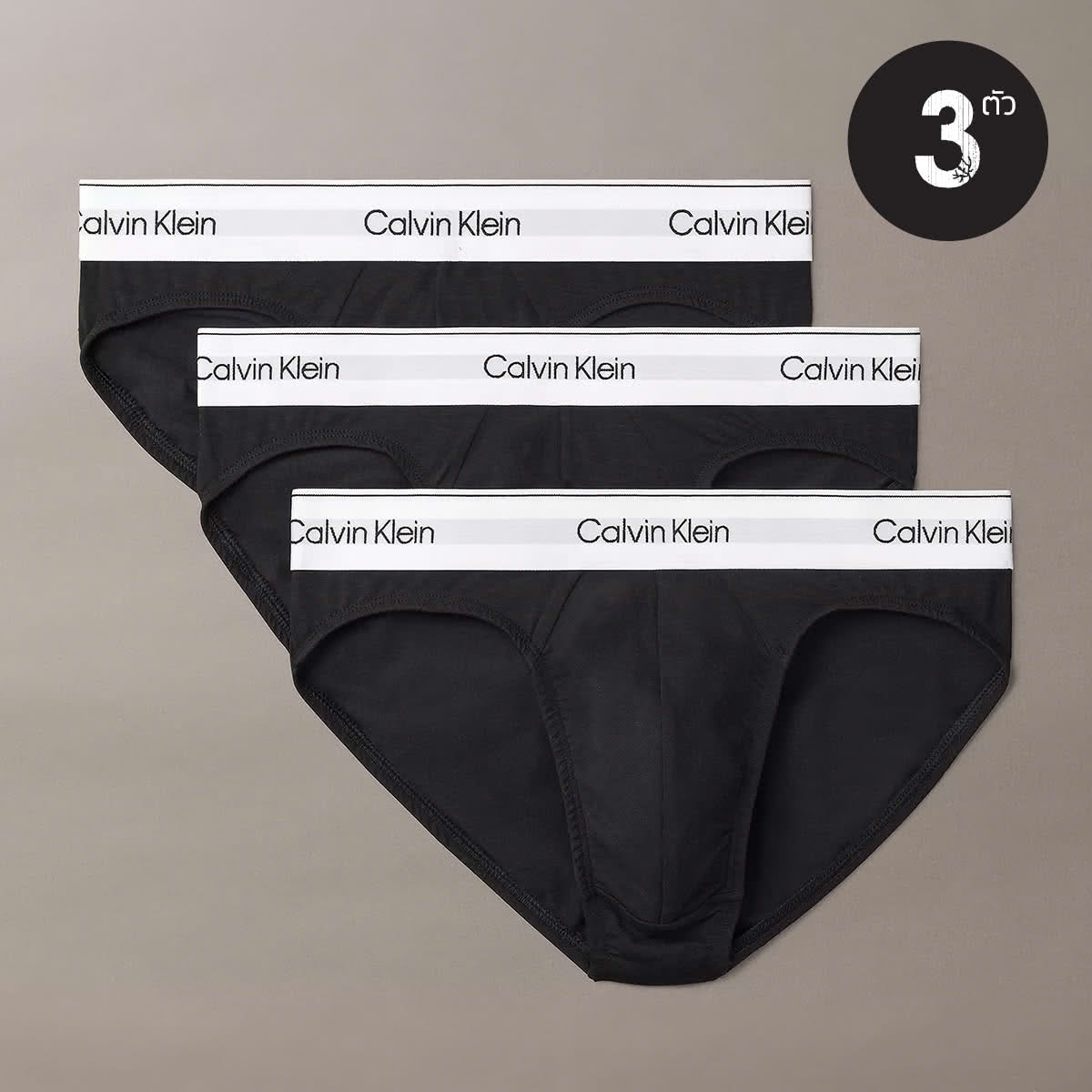 กางเกงใน Calvin Klein Modern Cotton Stretch Hip Briefs 3 Packs NB3962 สีดำ