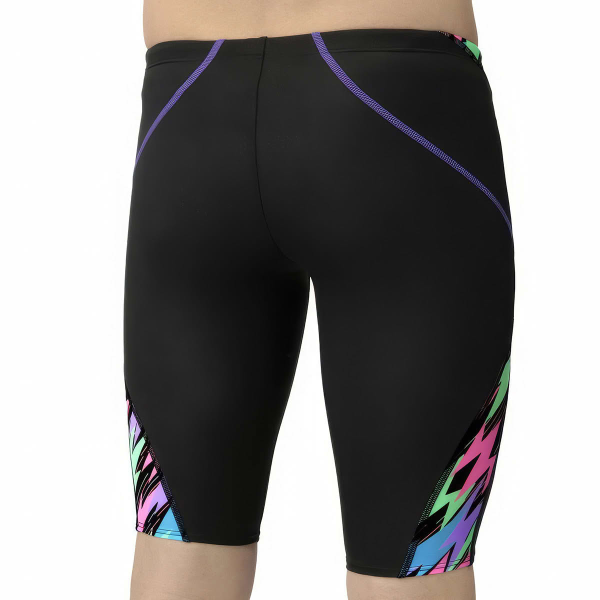 กางเกงว่ายน้ำชาย Arena 25SS Aqua Extreme Racing Half Spats Jammers สีดำ/แถบฟ้า