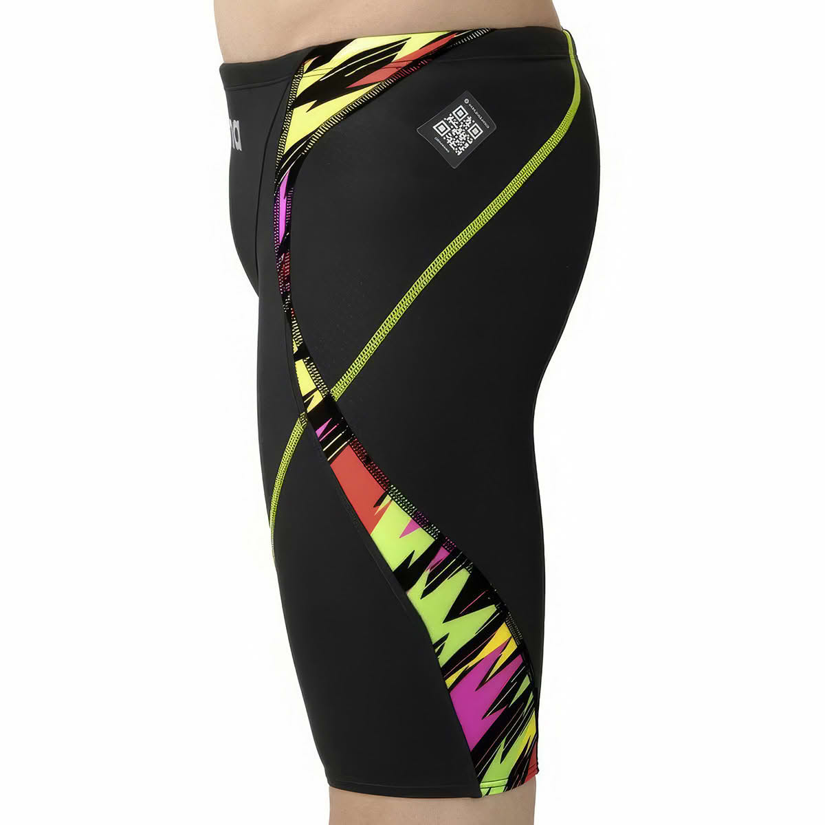 กางเกงว่ายน้ำชาย Arena 25SS Aqua Extreme Racing Half Spats Jammers สีดำ/แถบเหลือง