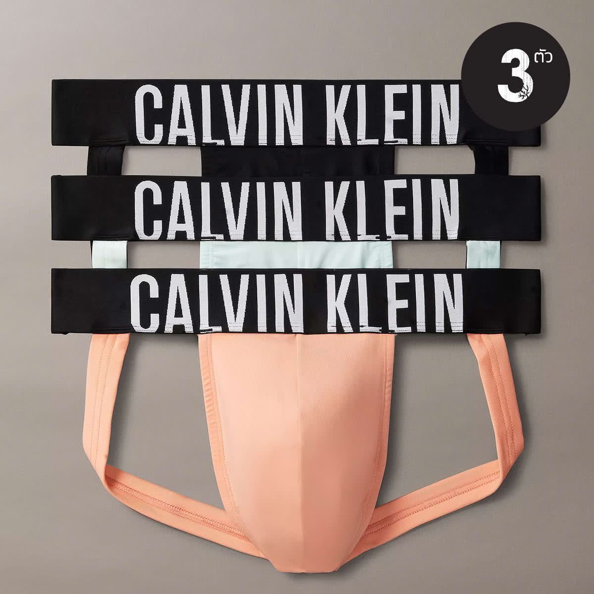 จ็อกสแตรป Calvin Klein Intense Power Micro Jockstrap 3 Packs NB3613 สีดำ/เขียวอ่อน/ส้มอ่อน
